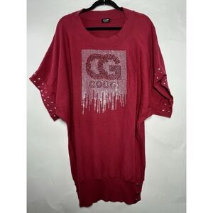 Coogi Cashmere Blend Sweater Dress Womens Size X-Large Oversize Red EUC Rhinestn